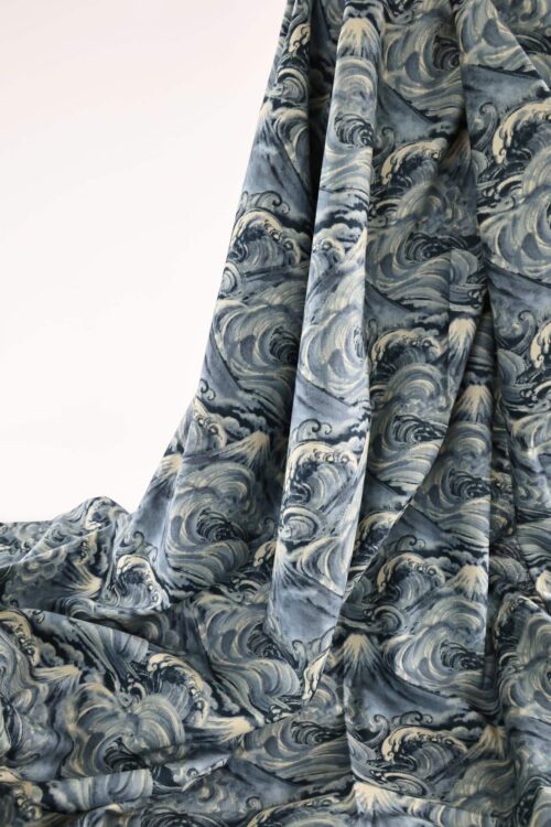 Japanese fabric Mt. Fuji and blue waves