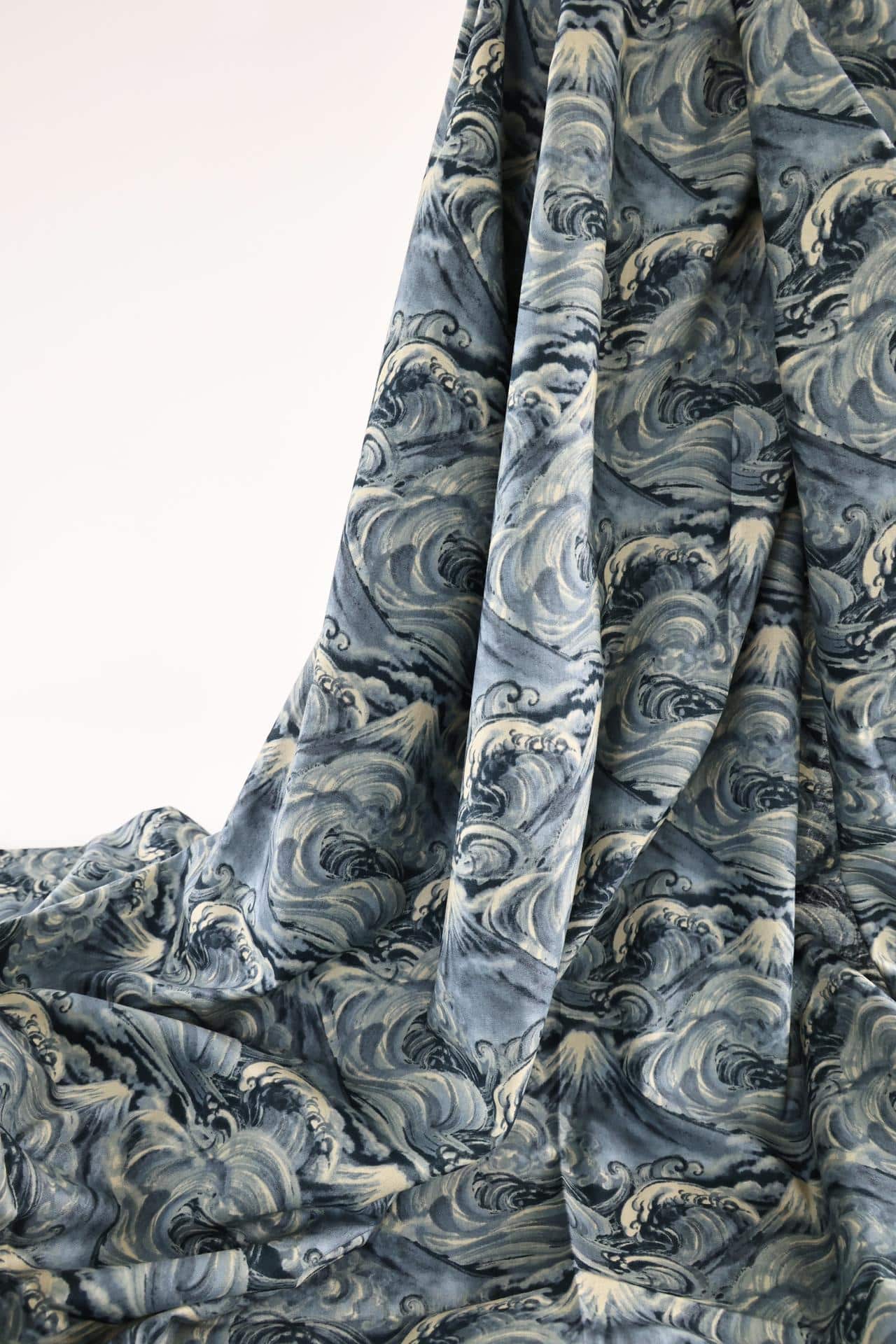 Japanese fabric Mt. Fuji and blue waves