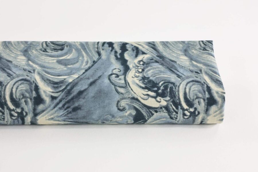 Japanese fabric Mt. Fuji and blue waves