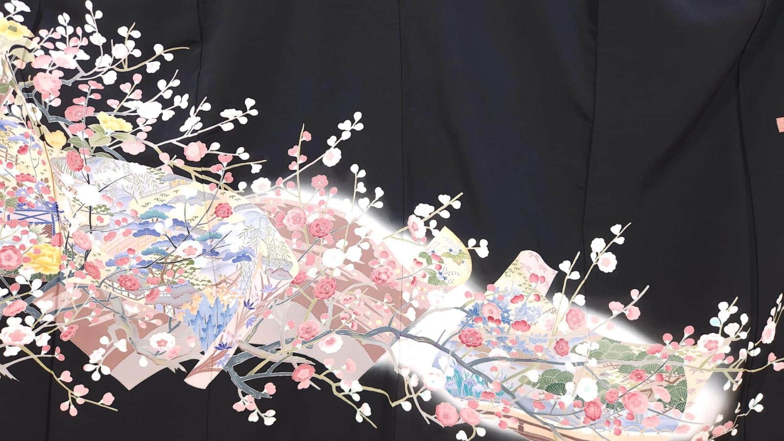 Kuro Tomesode with plum blossoms