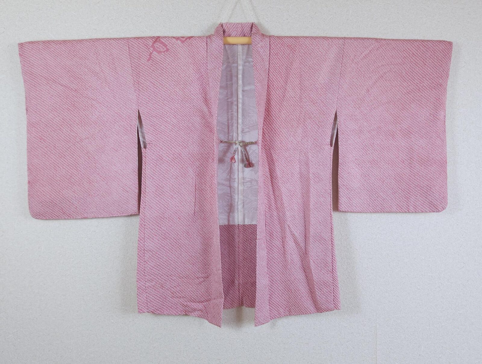 Light pink Shibori Haori with roses