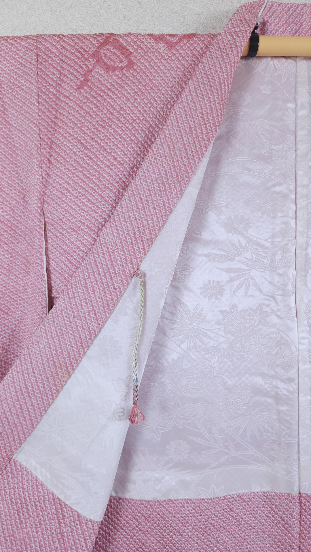 Light pink Shibori Haori with roses