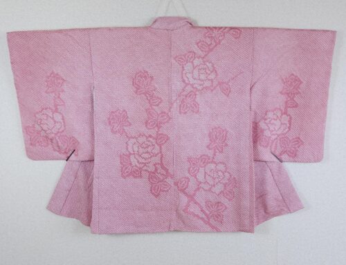 Light pink Shibori Haori with roses