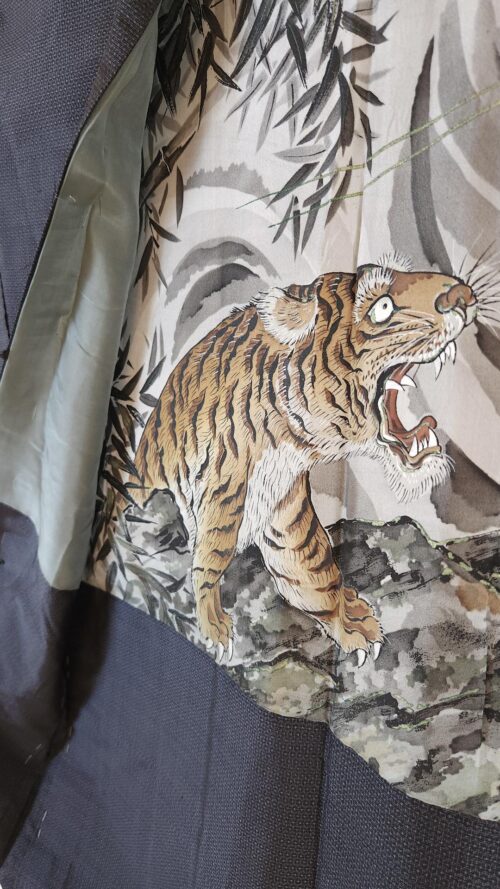 Navy blue men's Kimono set tigre and dragon design