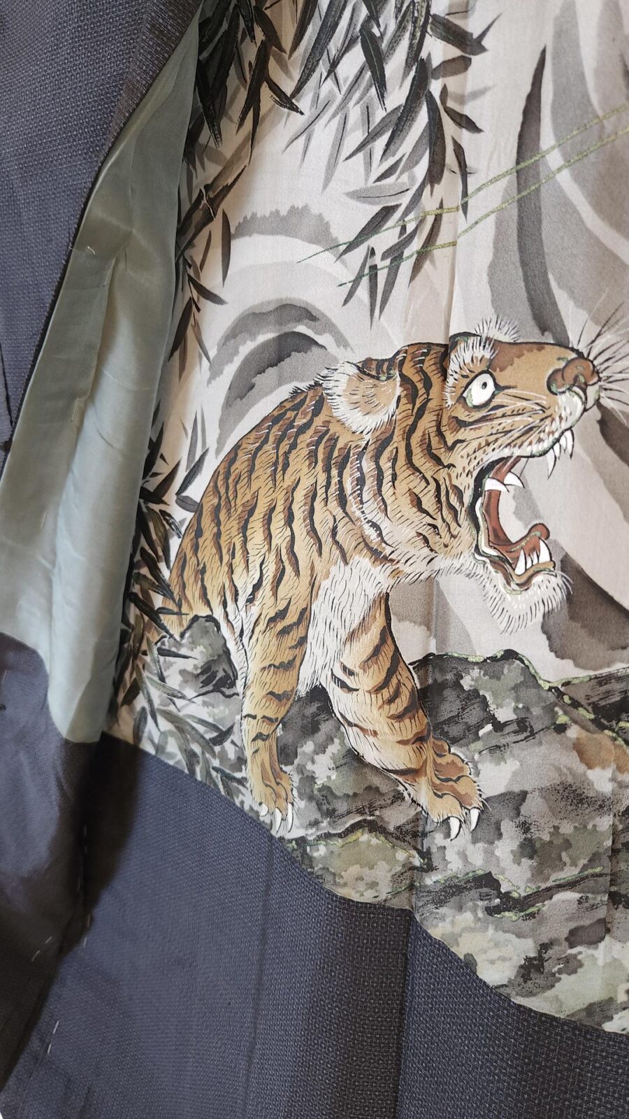 Navy blue men's Kimono set tigre and dragon design