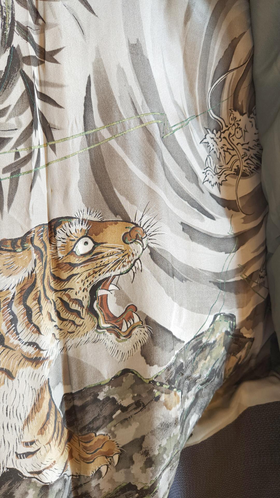 Navy blue men's Kimono set tigre and dragon design