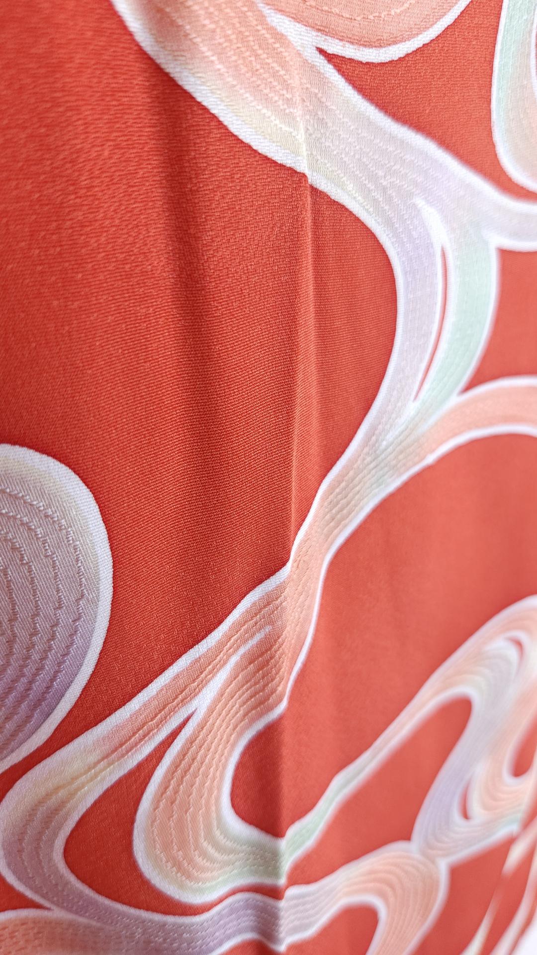 Orange Haori with wave pattern