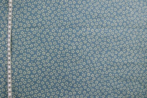 Sevenberry fabric ecru Sakura blue background