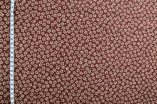 Sevenberry fabric ecru Sakura red background