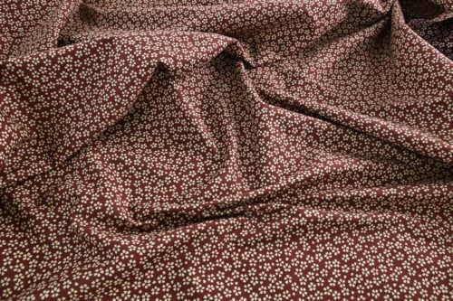 Sevenberry fabric ecru Sakura red background