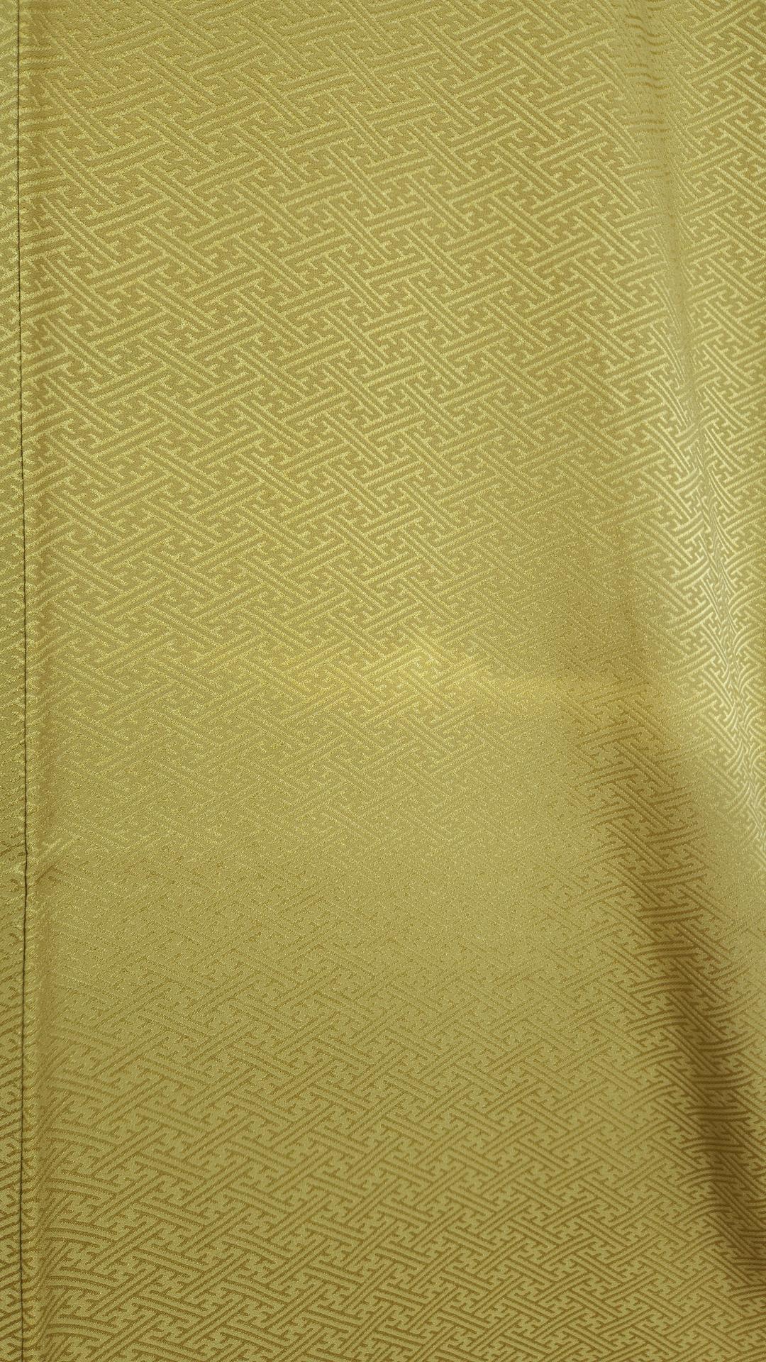 Yellow brocade Houmongi Kimono embroidery floral