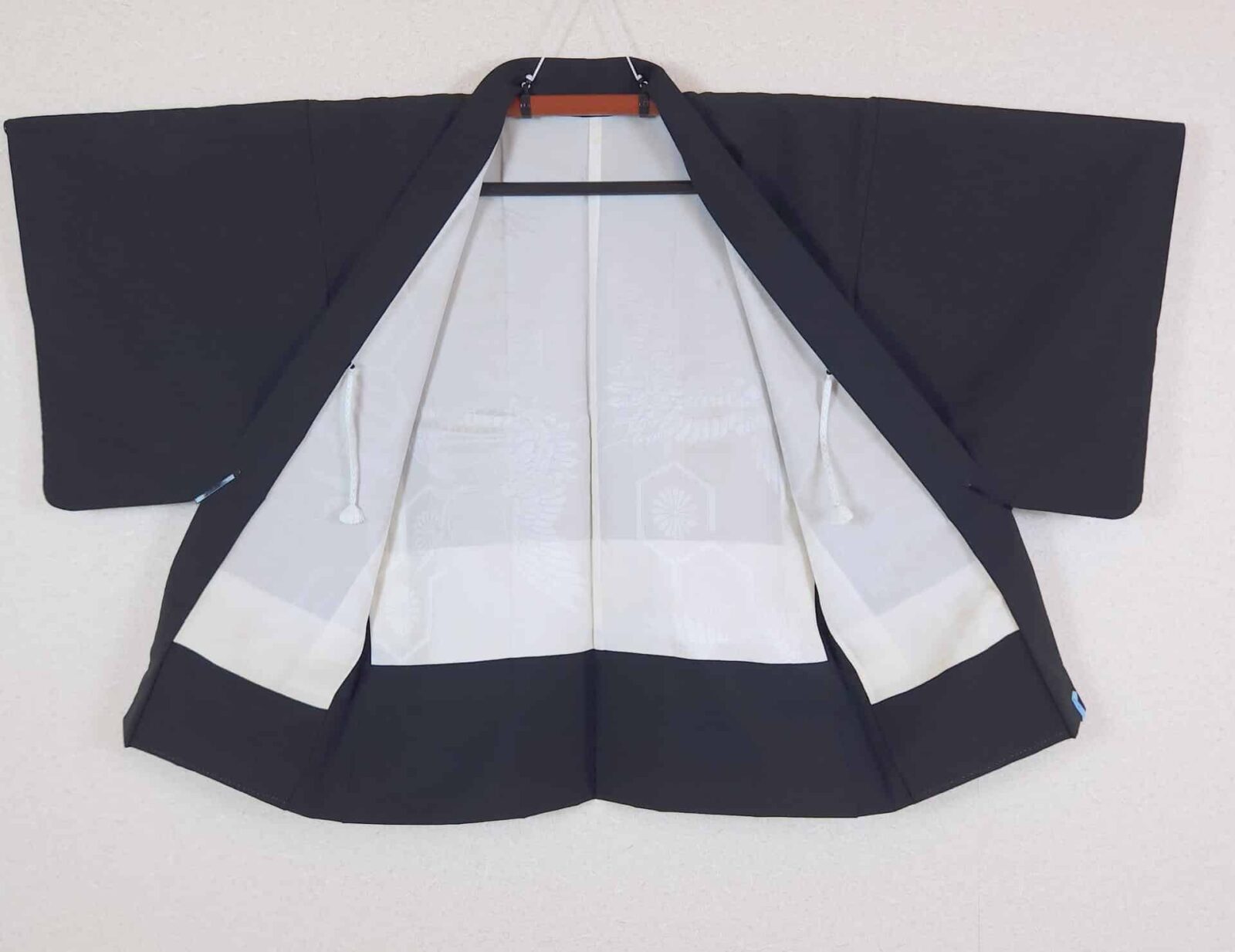 Black Haori with embroidered pines and Momiji