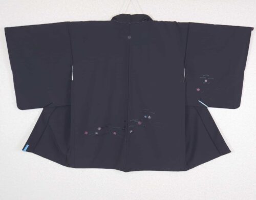 Black Haori with embroidered pines and Momiji