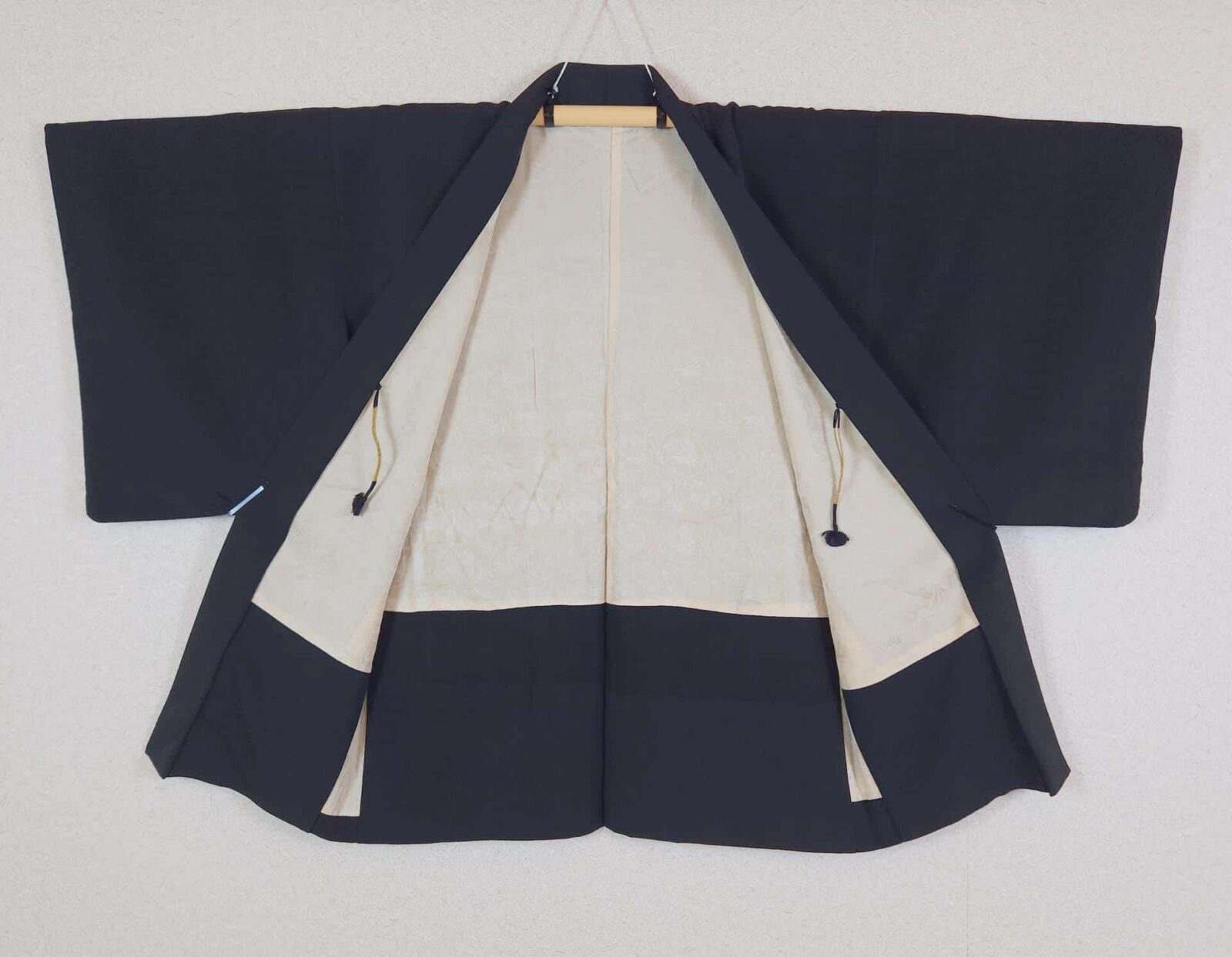 Black Haori with red Japanese landscape