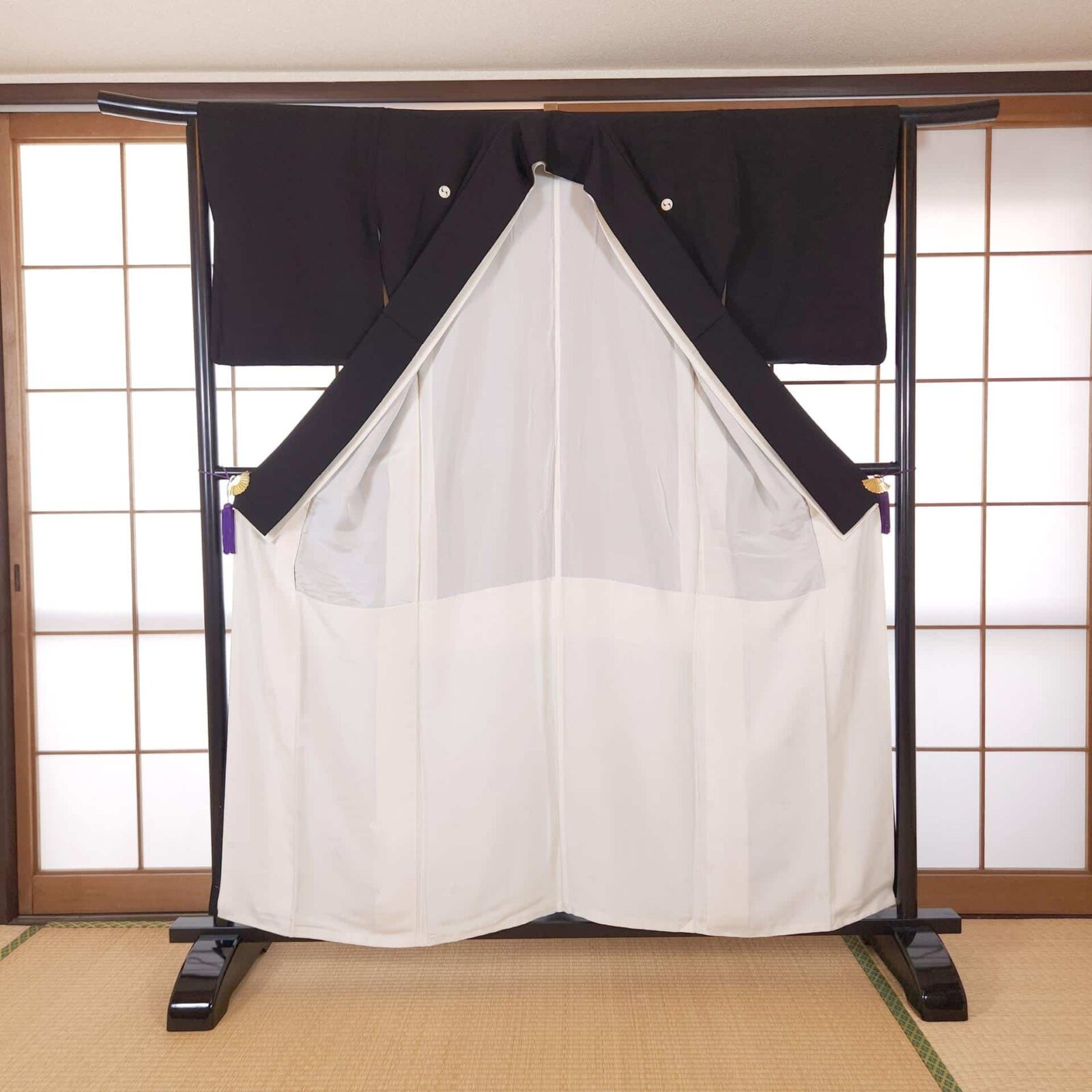 Black Kuro Tomesode with golden poetic motifs