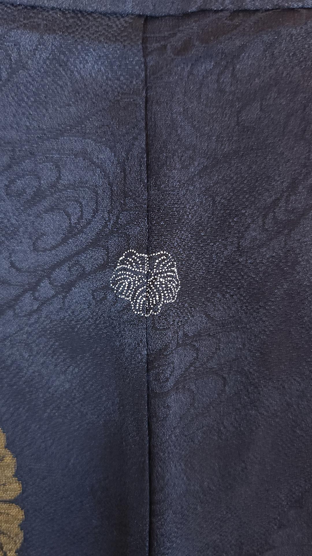 Black brocade Haori with chrysanthemum circles