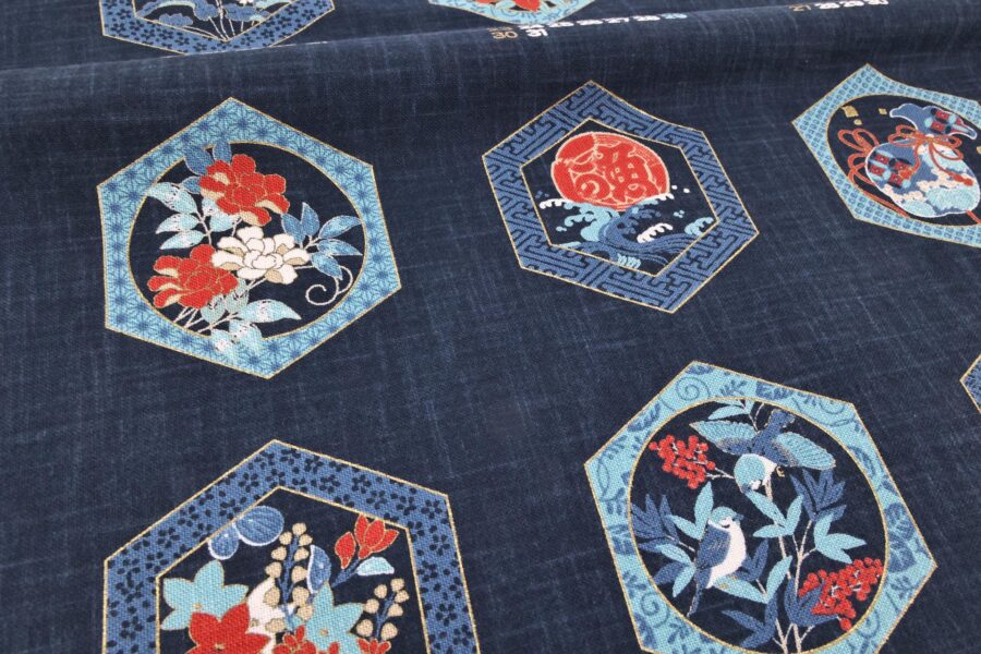 Hand-printed Japanese fabric 2026 calendar panel