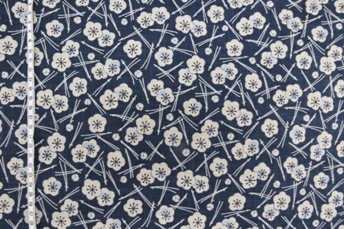 Hand-printed Japanese fabric with Ume pattern