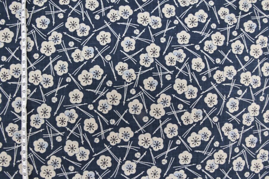 Hand-printed Japanese fabric with Ume pattern