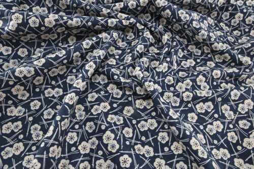 Hand-printed Japanese fabric with Ume pattern