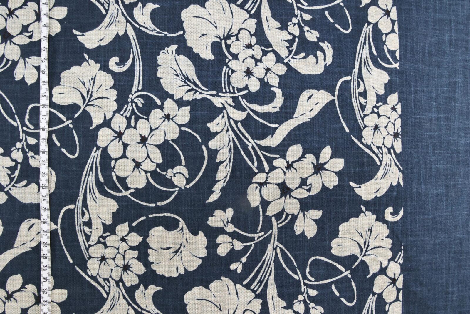 Hand-printed Japanese fabric with floral pattern