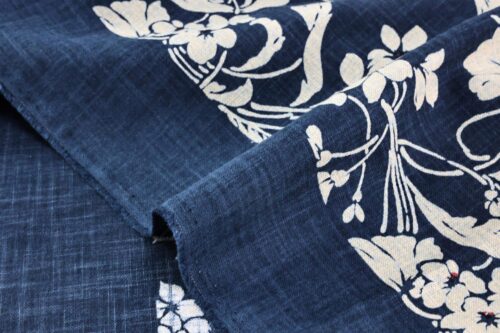 Hand-printed Japanese fabric with floral pattern