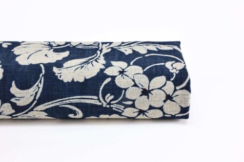 Hand-printed Japanese fabric with floral pattern