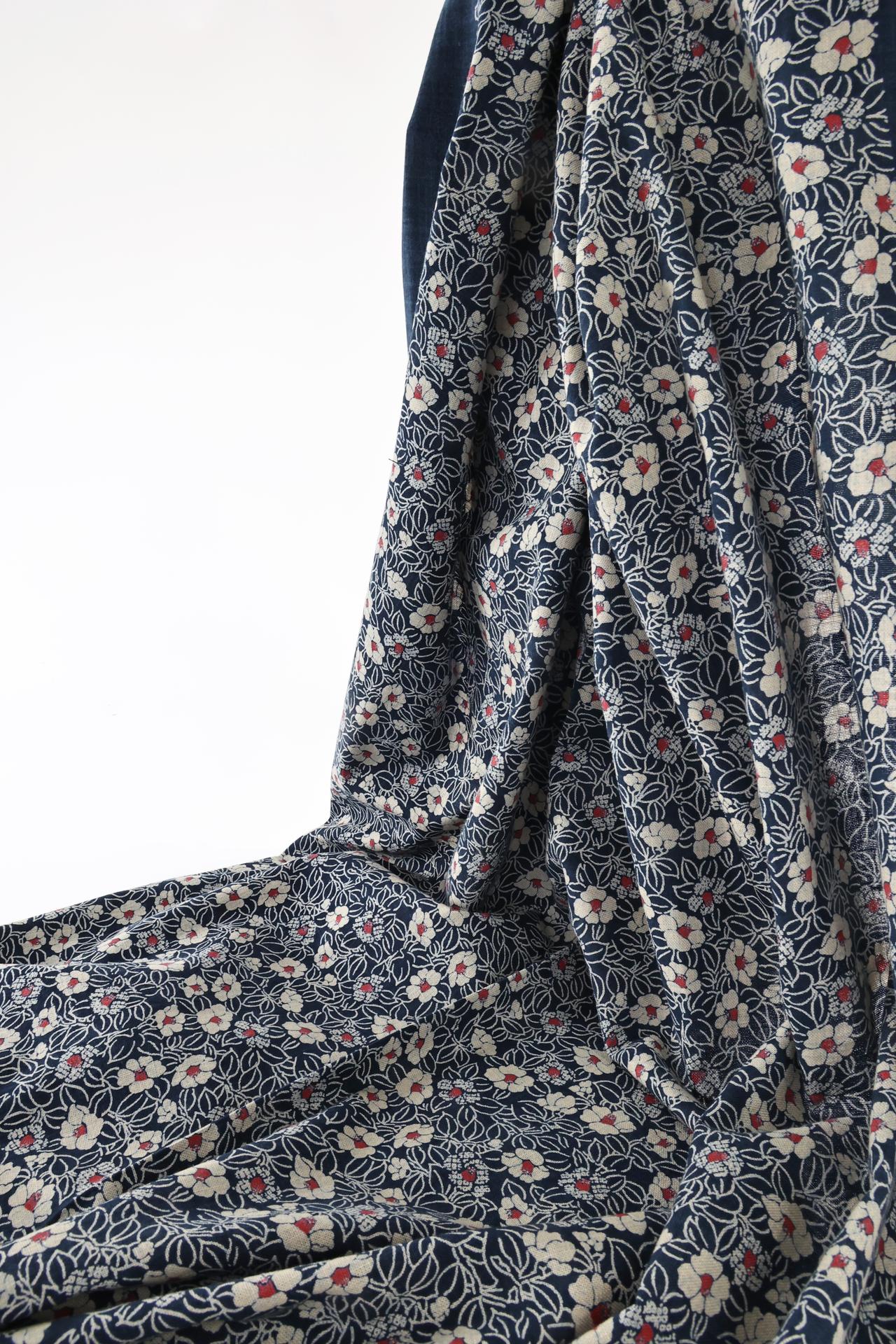Japanese Tenassen fabric with Tsubaki flowers
