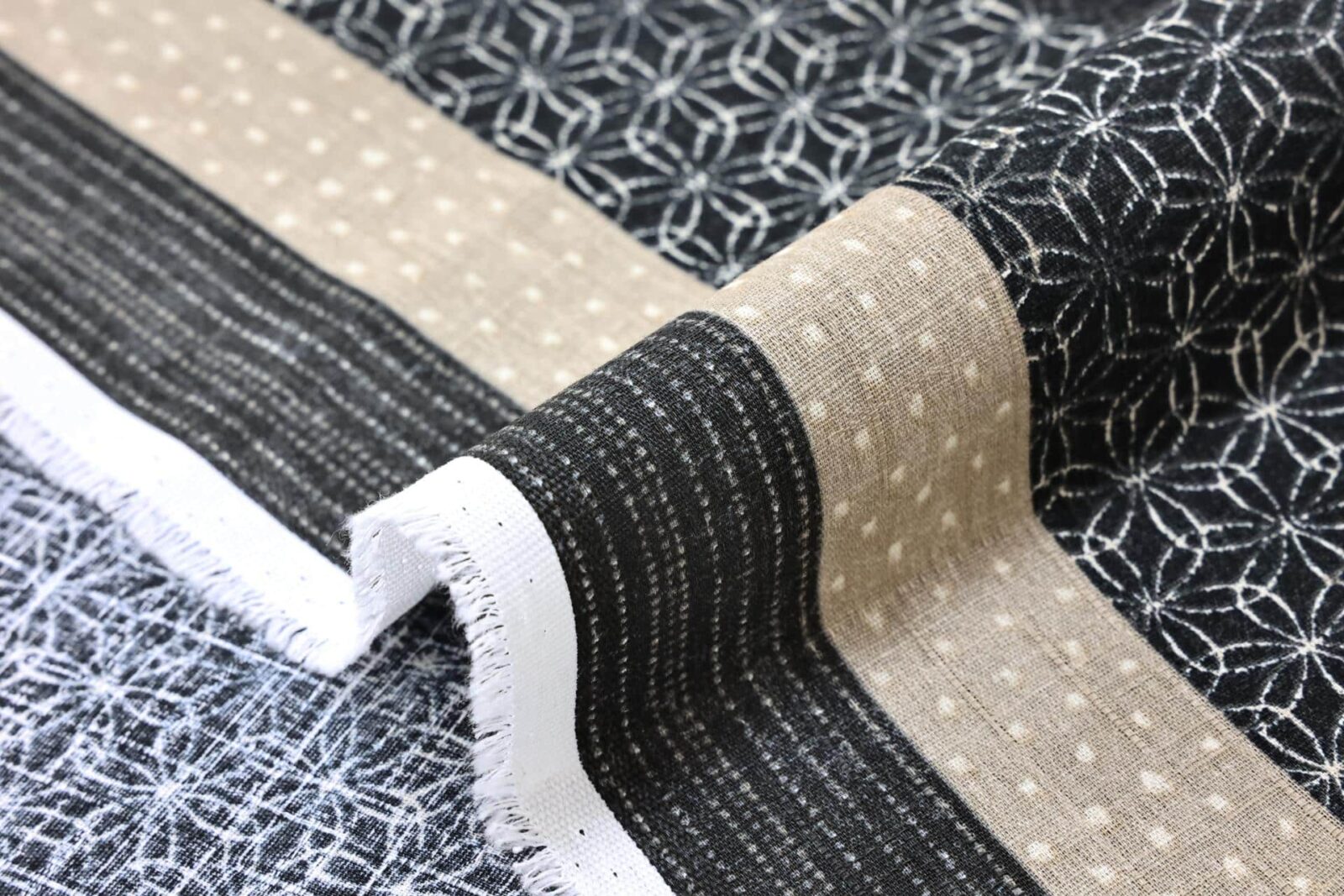 Japanese fabric black bands traditional patterns