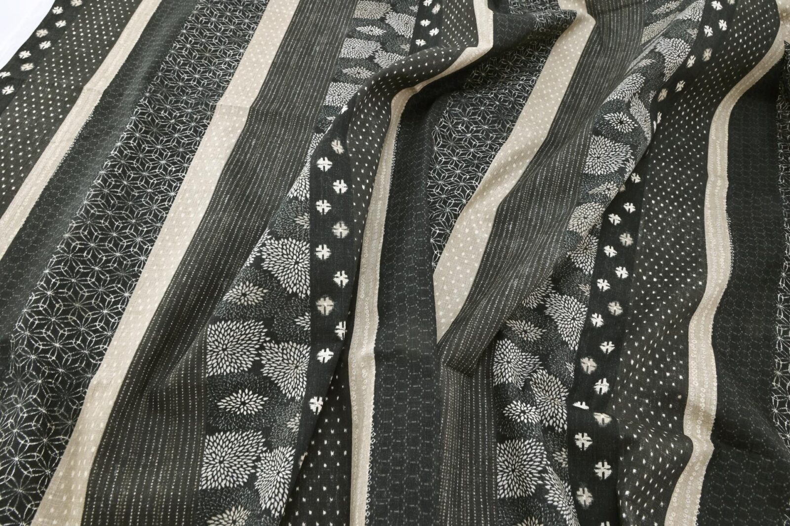 Japanese fabric black bands traditional patterns