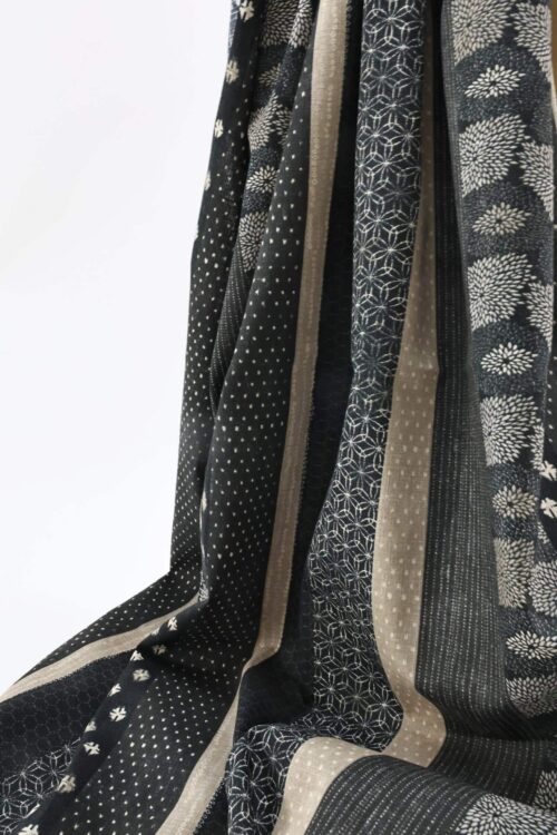 Japanese fabric black bands traditional patterns