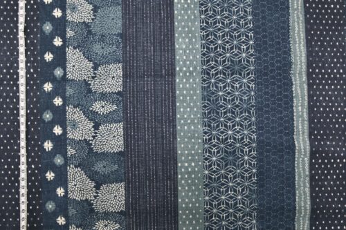 Japanese fabric blue bands traditional patterns