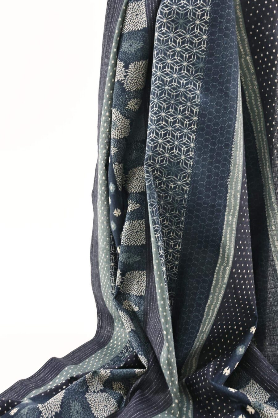 Japanese fabric blue bands traditional patterns