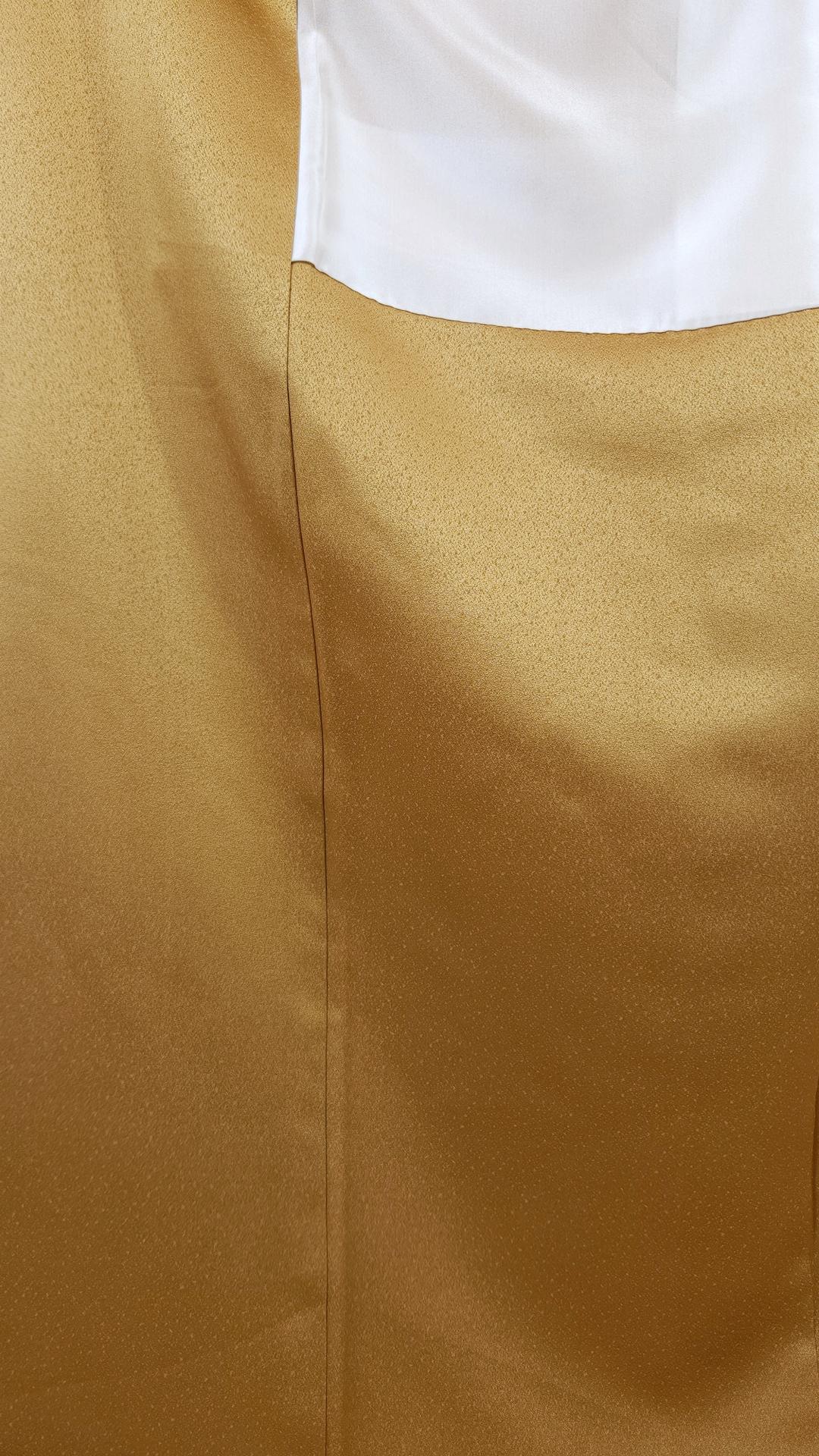 Mustard yellow Houmongi Kimono elegant flowers