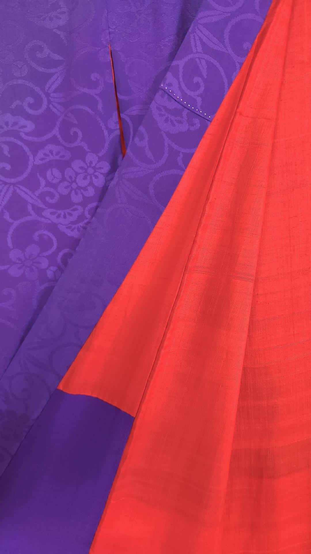 Vintage purple Iro Tomesode with hand-painted flowers