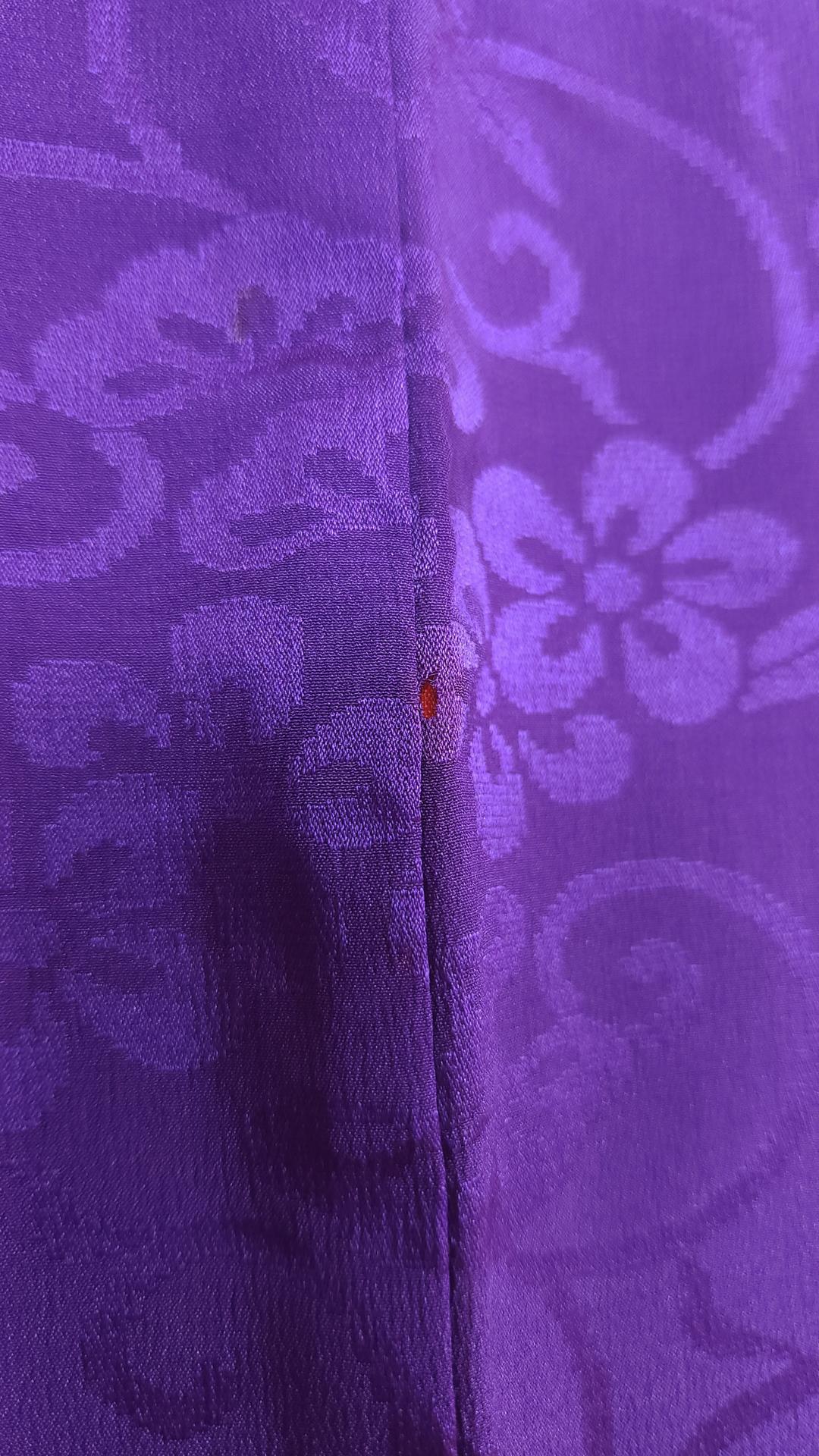 Vintage purple Iro Tomesode with hand-painted flowers