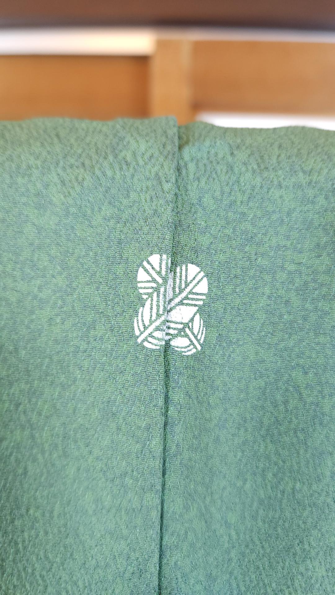 Green Iro Tomesode with Ume and Sakura flowers