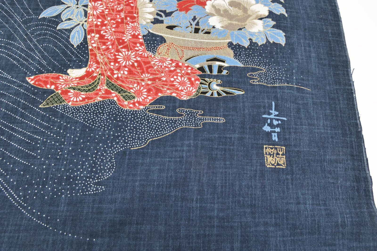 Hand-printed Japanese fabric panel Geisha