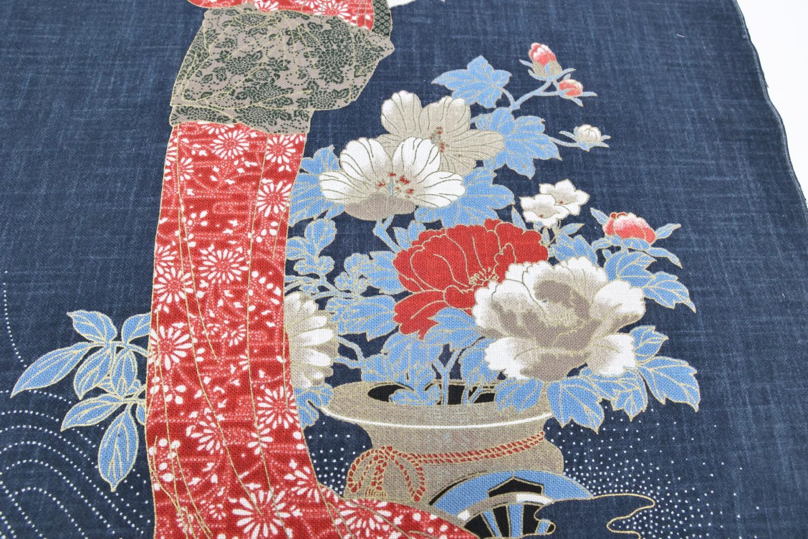 Hand-printed Japanese fabric panel Geisha