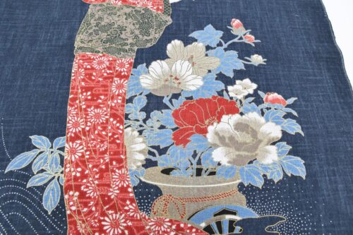 Hand-printed Japanese fabric panel Geisha