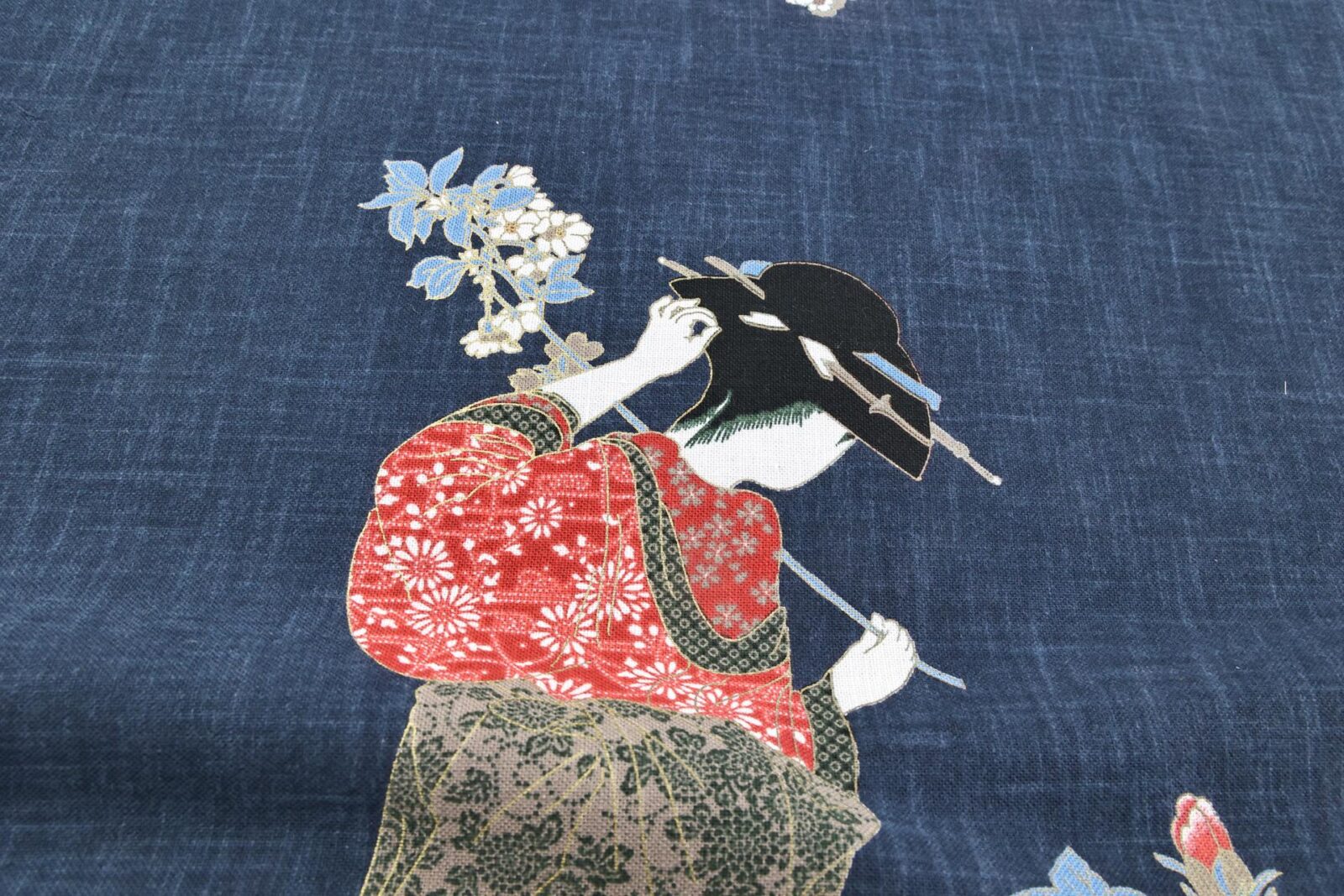 Hand-printed Japanese fabric panel Geisha