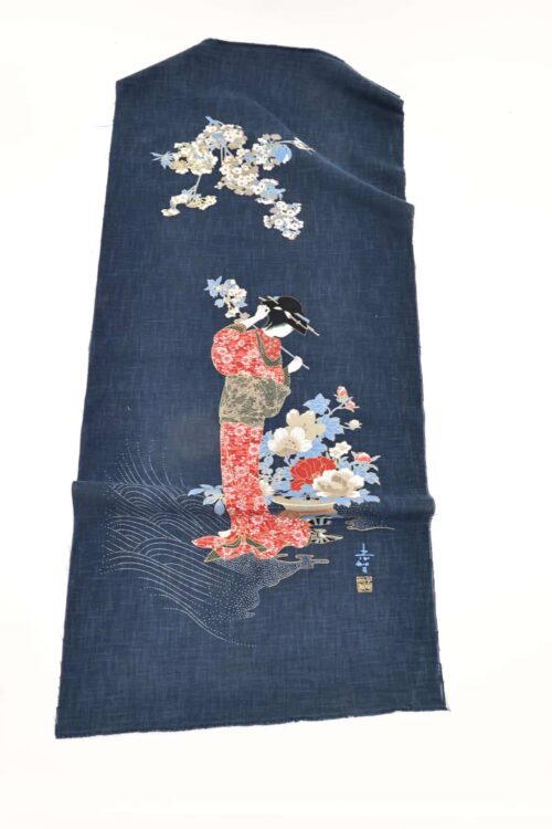 Hand-printed Japanese fabric panel Geisha