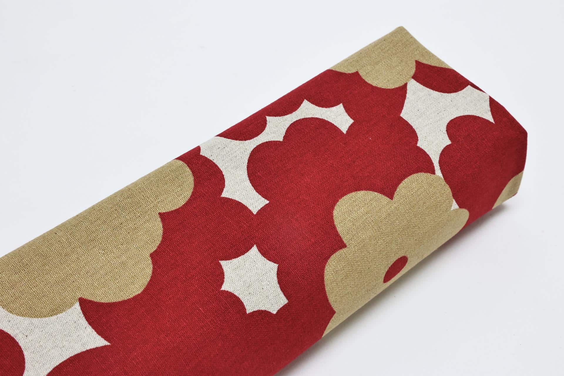 Japanese canvas fabric with modern red flowers