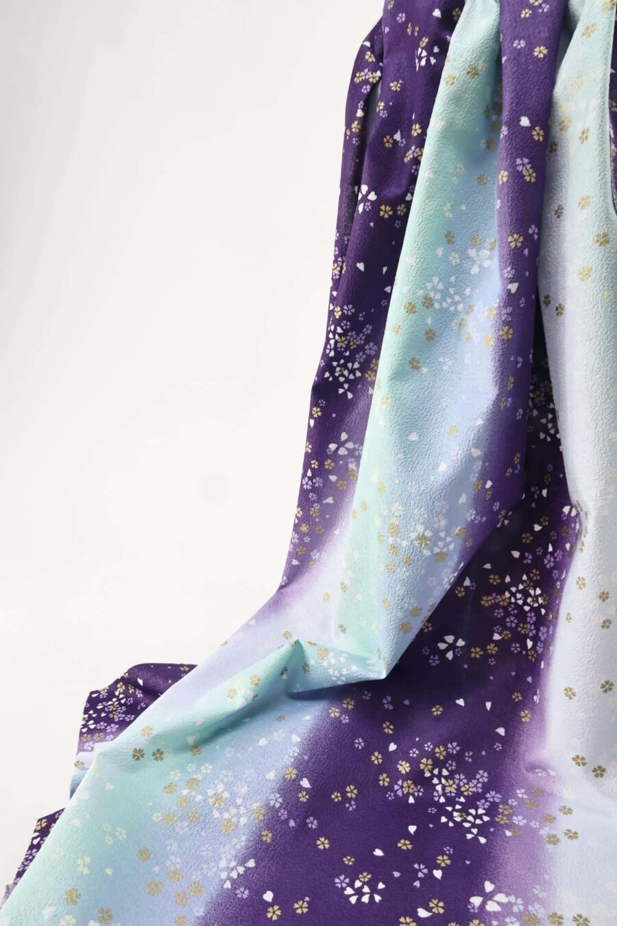 Japanese cotton chirimen fabric Sakura on purple gradient