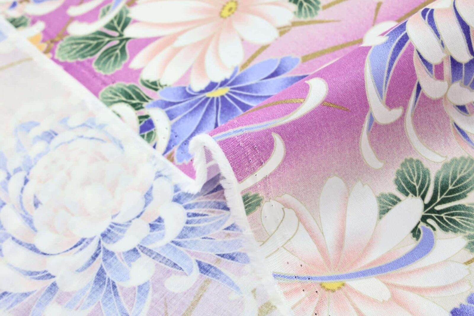 Japanese cotton satin fabric chrysanthemum Matsu puple background