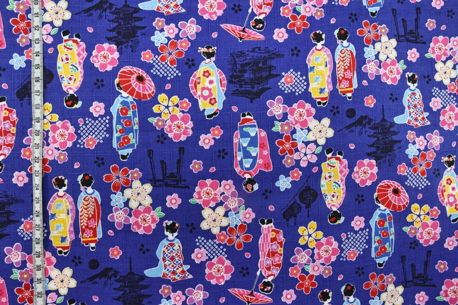 Japanese fabric Maiko Sakura cotton dobby blue