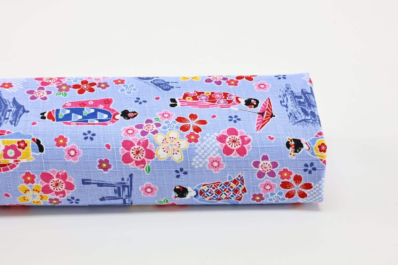 Japanese fabric Maiko Sakura cotton dobby blue
