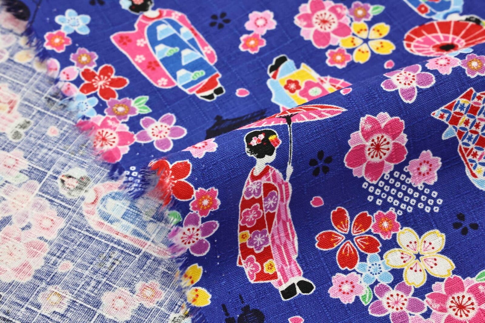 Japanese fabric Maiko Sakura cotton dobby blue