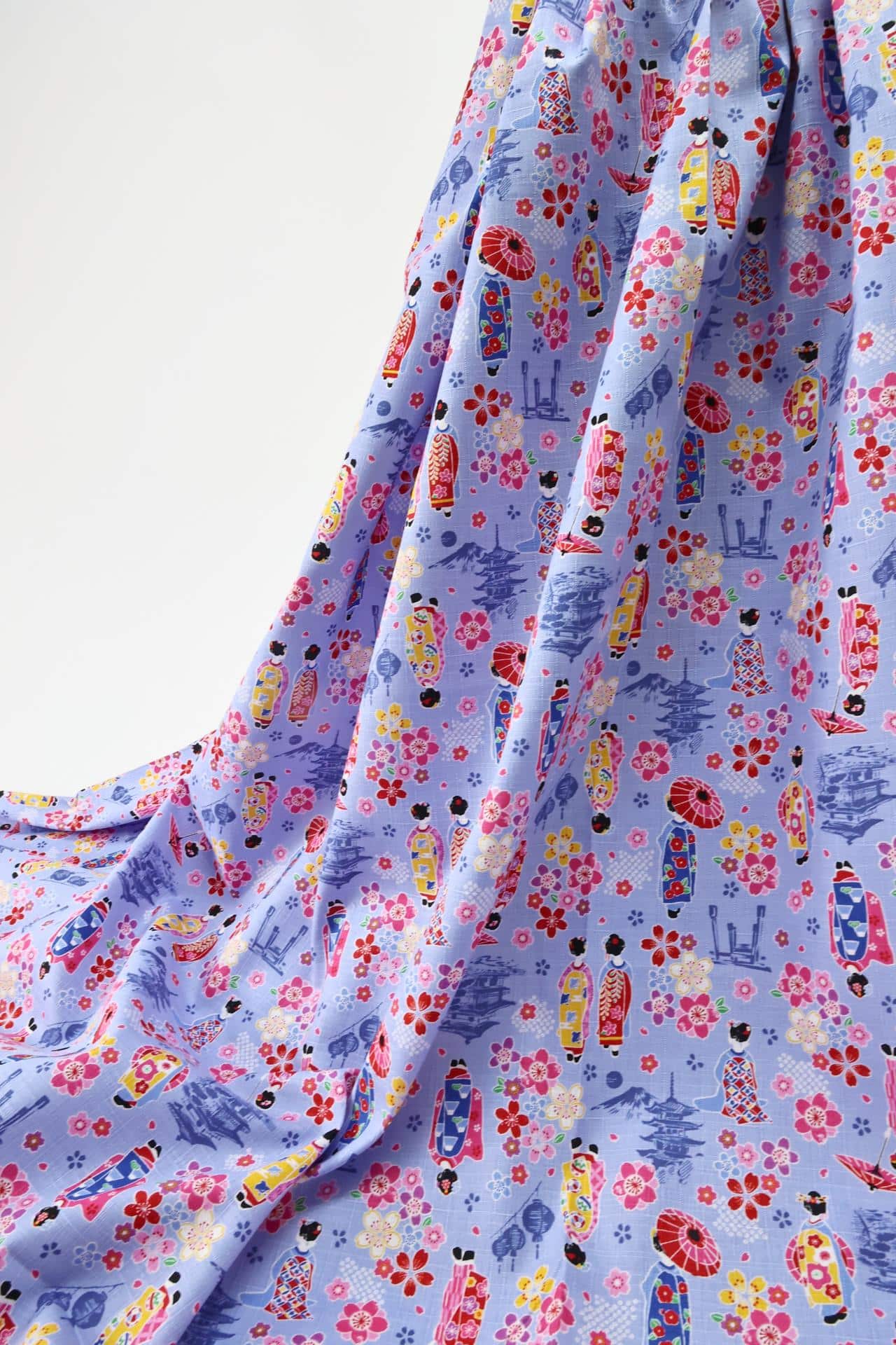 Japanese fabric Maiko Sakura cotton dobby blue
