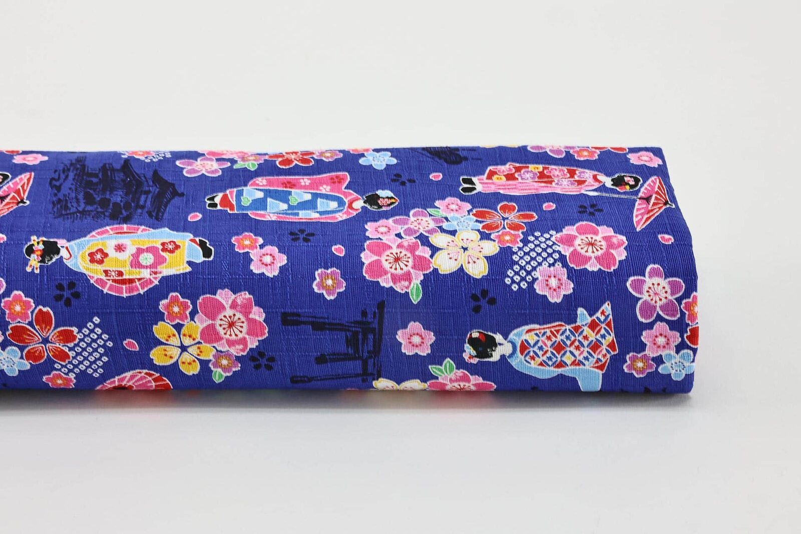 Japanese fabric Maiko Sakura cotton dobby blue
